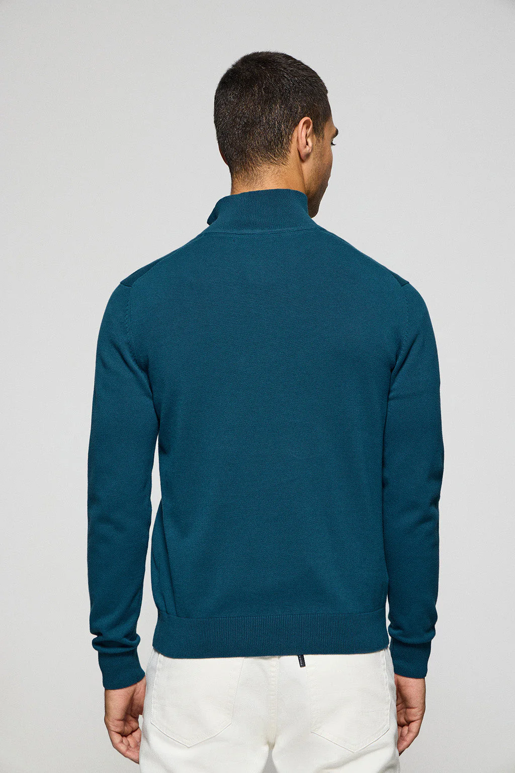 Jersey azul verdoso de punto con cremallera y logo bordado Rigby Go - Image 2