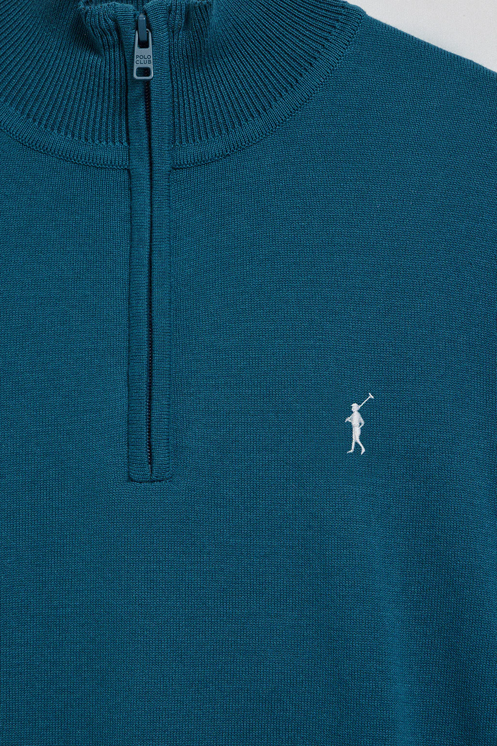 Jersey azul verdoso de punto con cremallera y logo bordado Rigby Go - Image 9