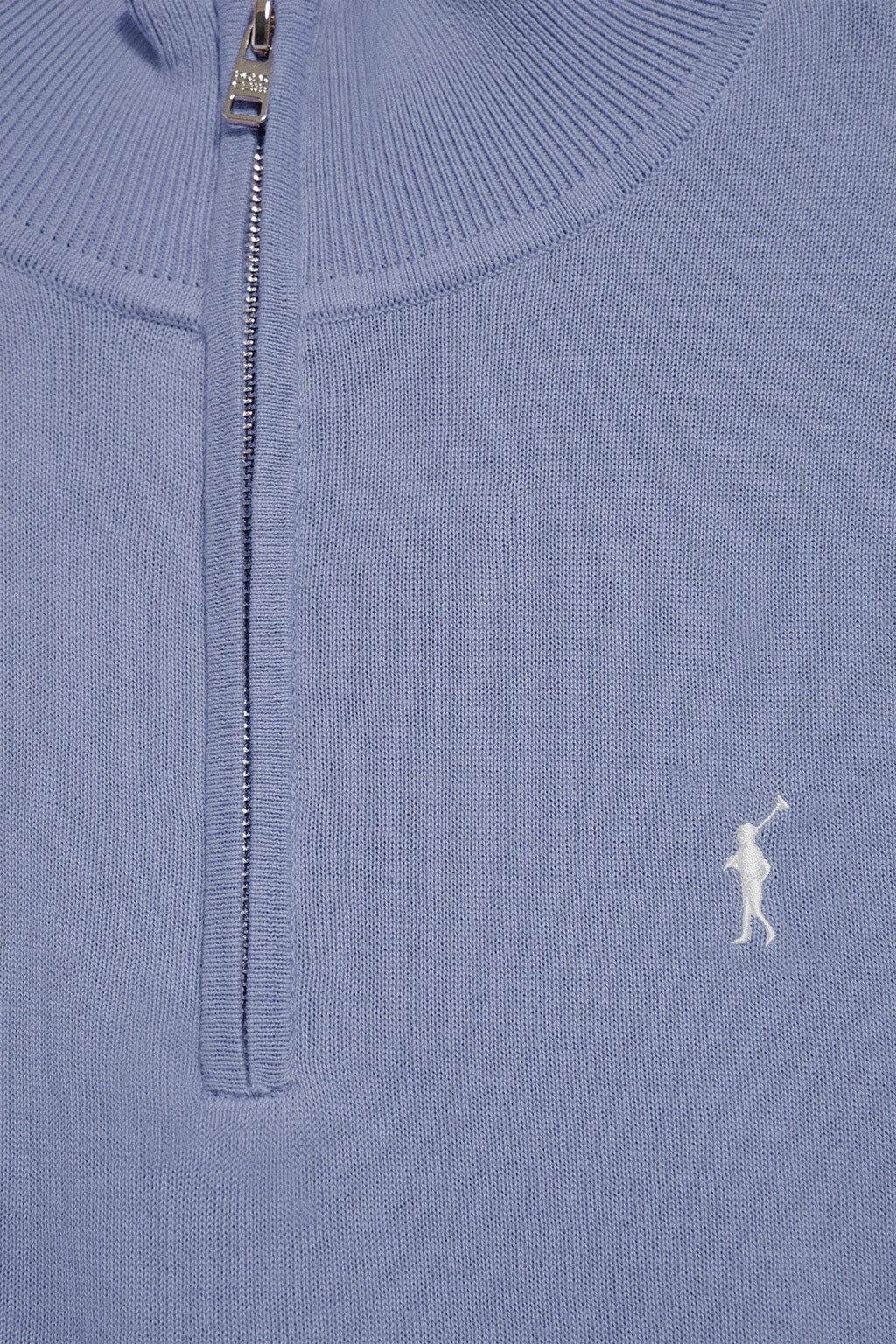 Jersey azul de punto con media cremallera y bordado Rigby Go - Image 6