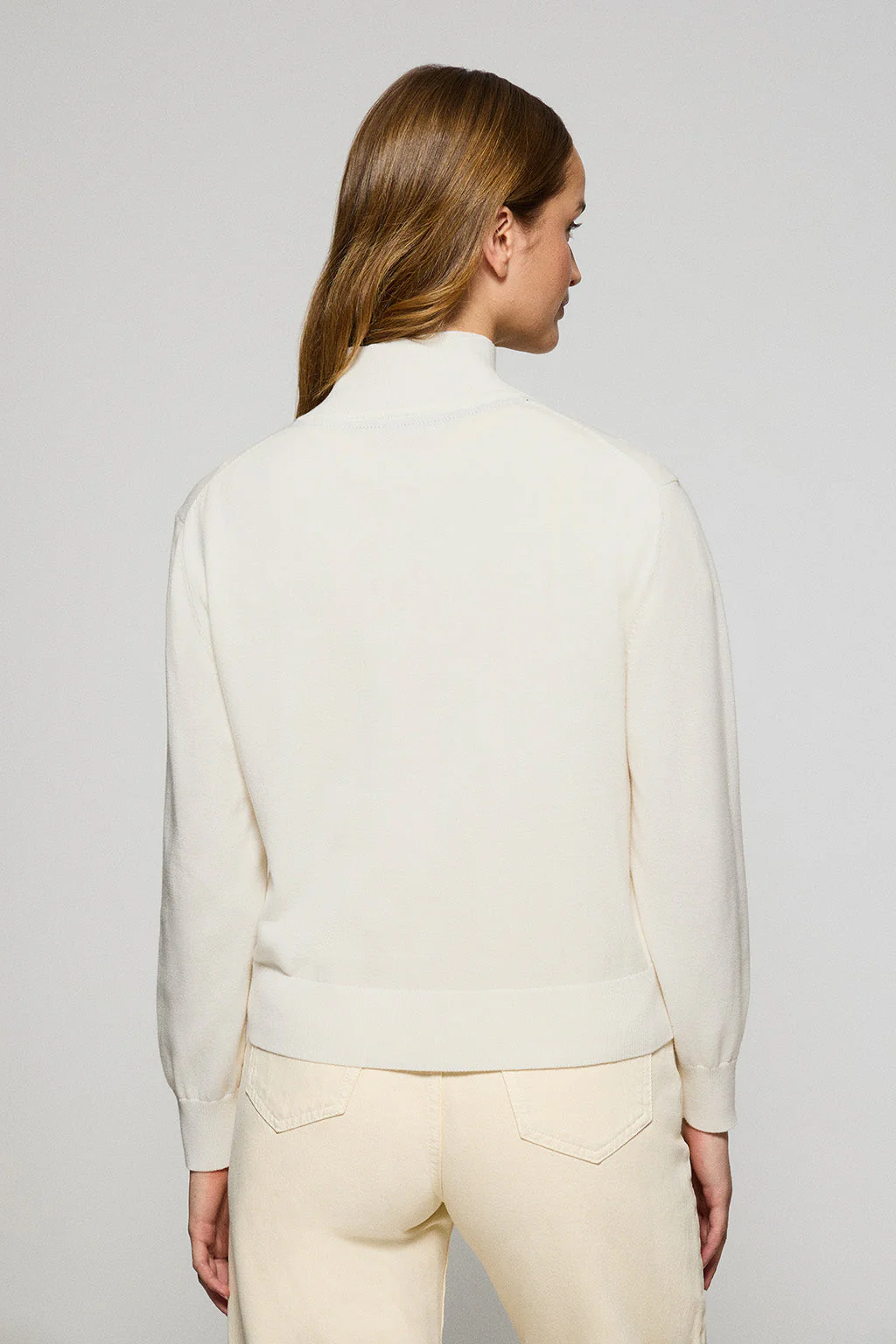 Jersey beige de punto con media cremallera y bordado Rigby Go - Image 2