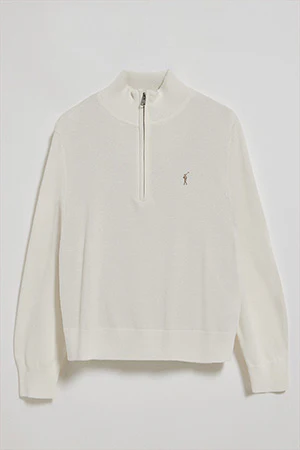 Jersey beige de punto con media cremallera y bordado Rigby Go - Image 6