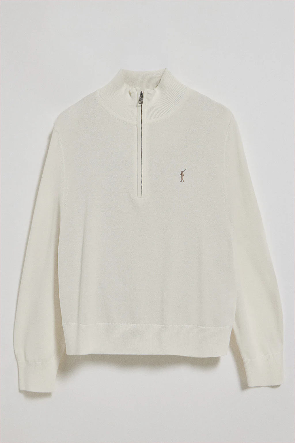 Jersey beige de punto con media cremallera y bordado Rigby Go - Image 8