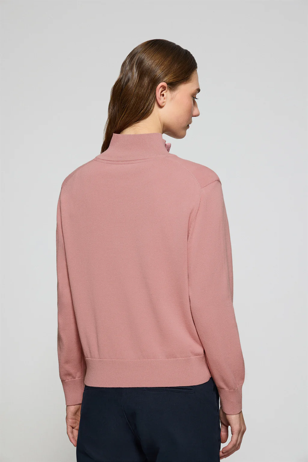 Jersey rosa empolvado de punto con media cremallera y bordado Rigby Go - Image 4