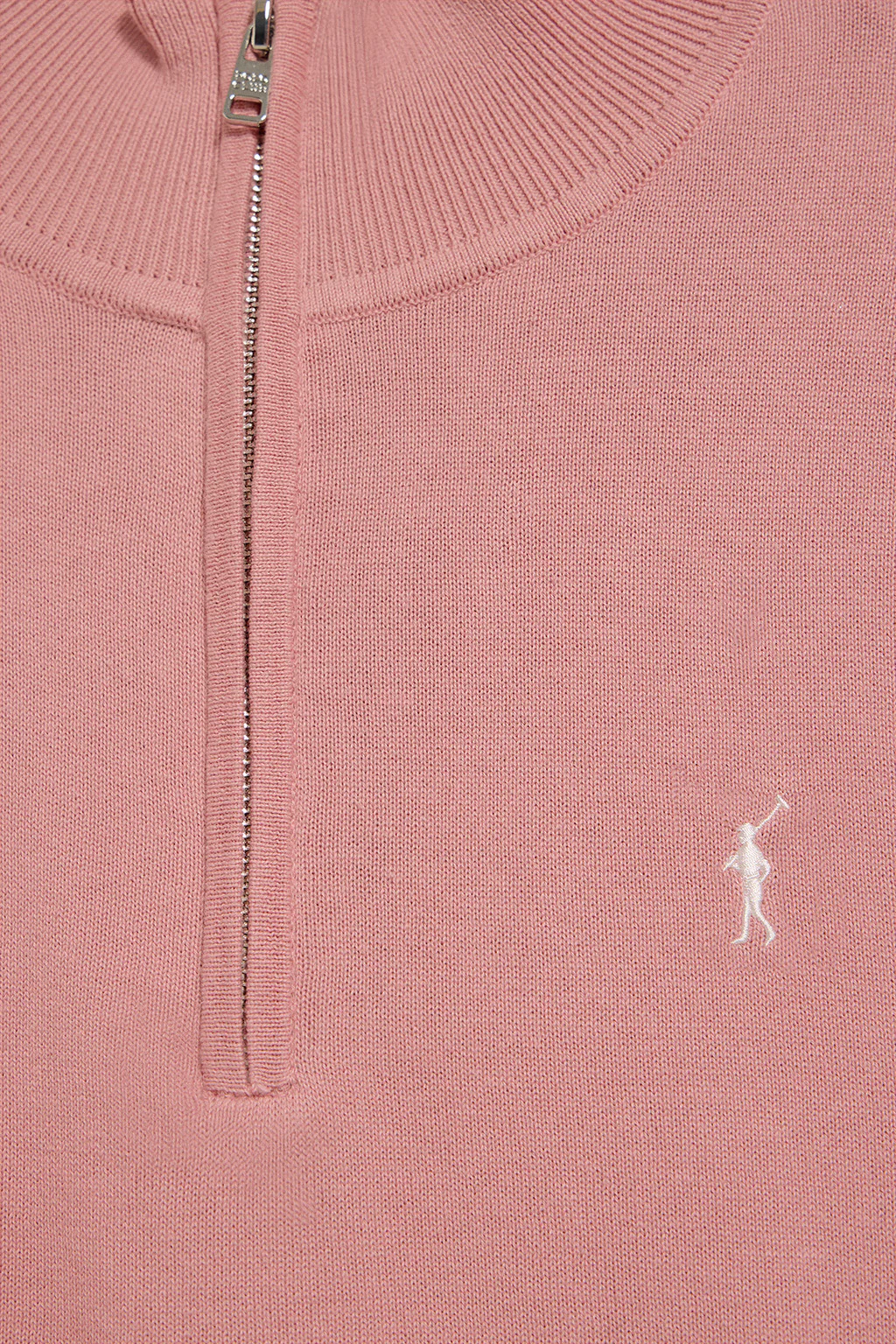 Jersey rosa empolvado de punto con media cremallera y bordado Rigby Go - Image 6