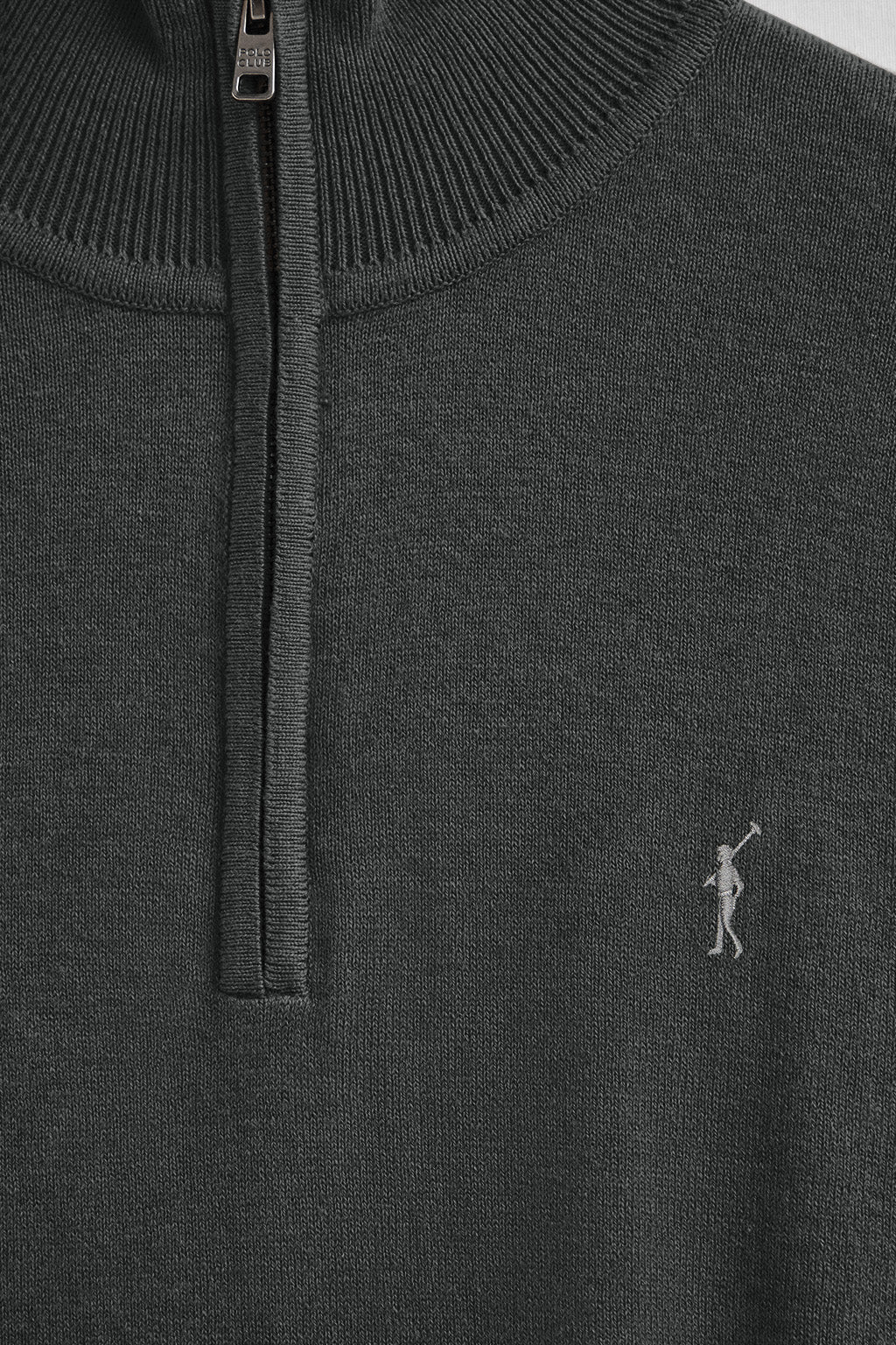 Jersey gris oscuro vigoré de media cremallera y mezcla de lana con bordado Rigby Go - Image 6