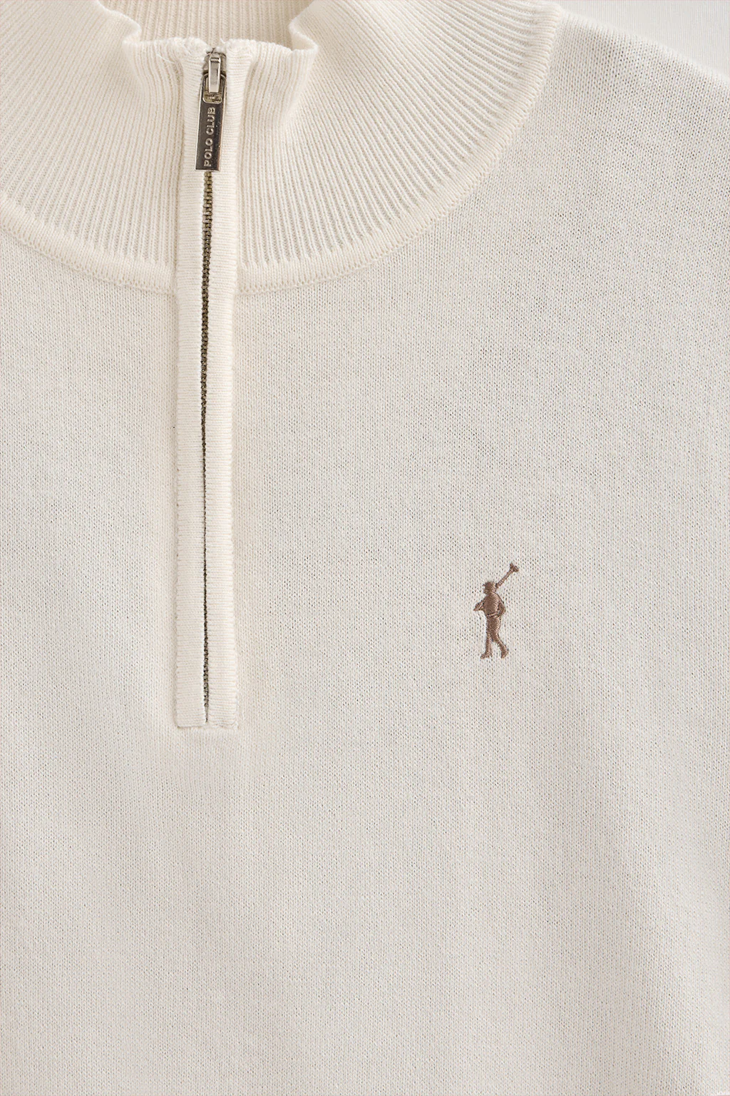 Jersey color crudo de mezcla de lana con cuello de media cremallera y bordado Rigby Go - Image 6