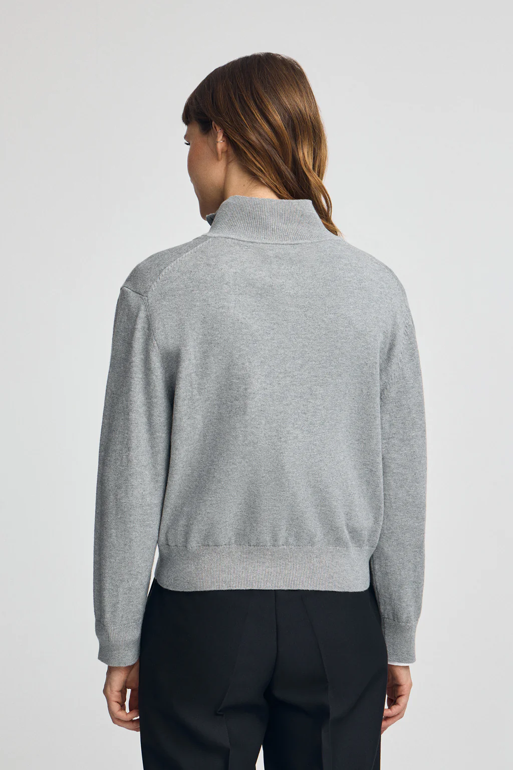 Jersey gris vigoré de mezcla de lana con cuello de media cremallera y bordado Rigby Go - Image 4