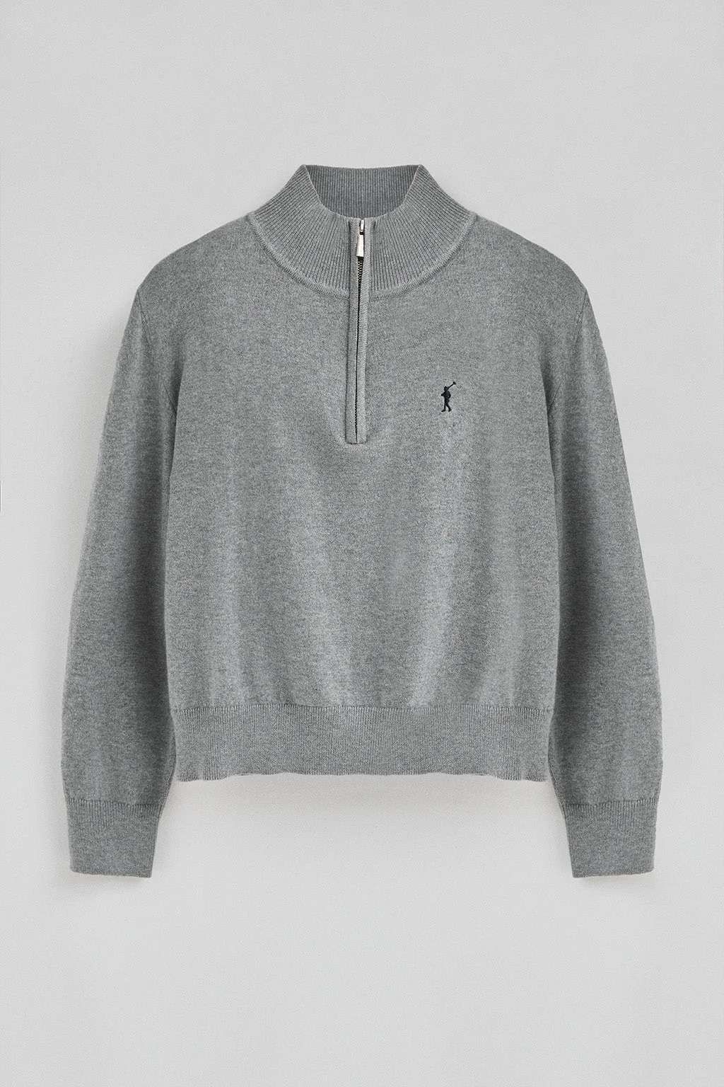 Jersey gris vigoré de mezcla de lana con cuello de media cremallera y bordado Rigby Go - Image 5