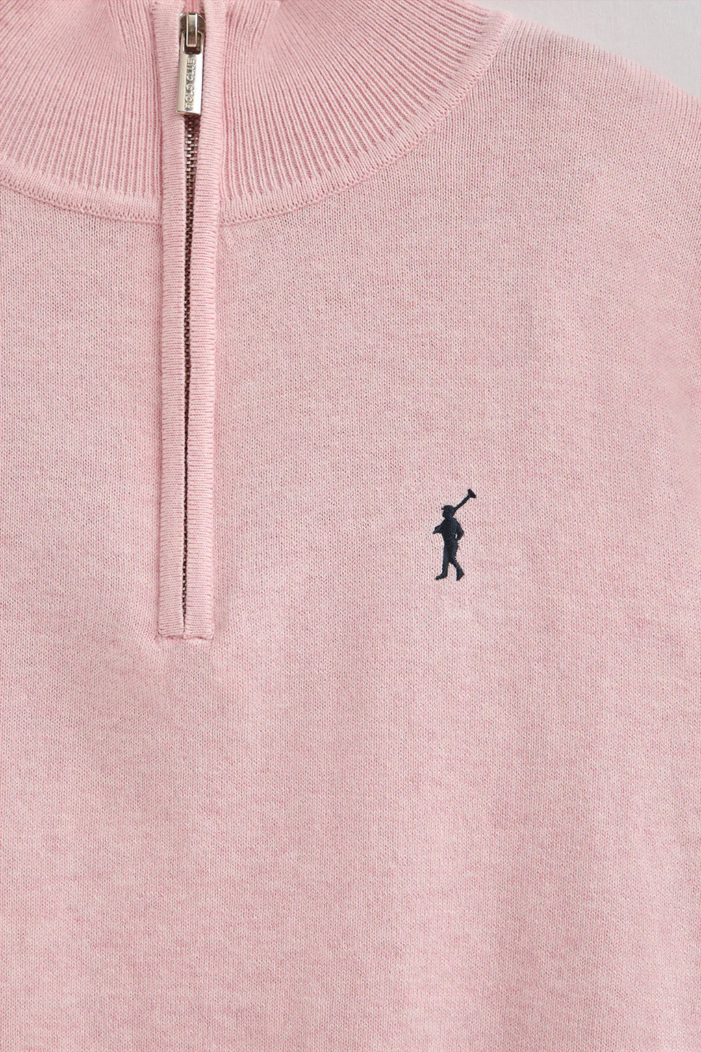 Jersey rosa vigoré de mezcla de lana con cuello de media cremallera y bordado Rigby Go - Image 6