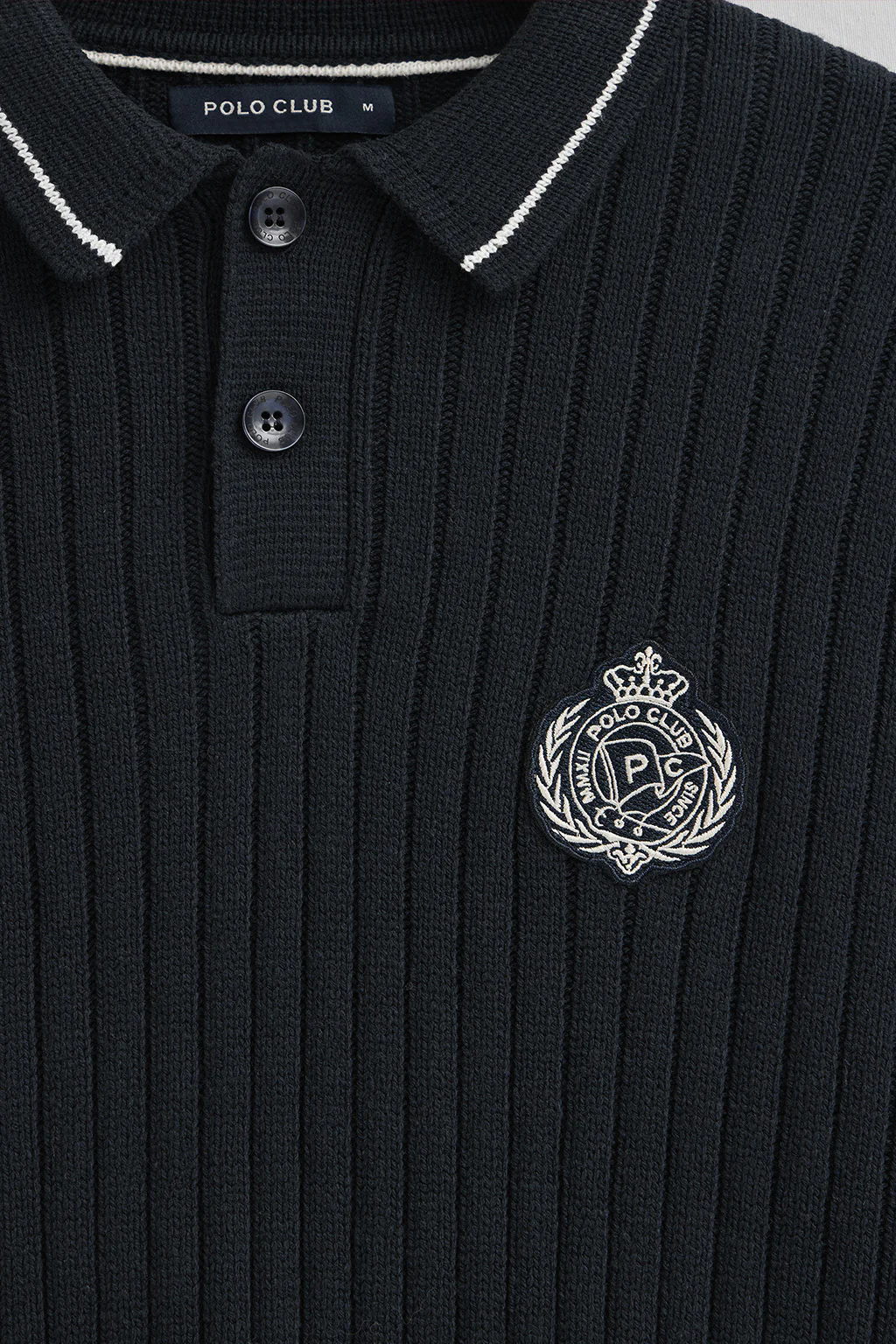 Jersey azul marino de cuello polo y parche náutico Polo Club - Image 7