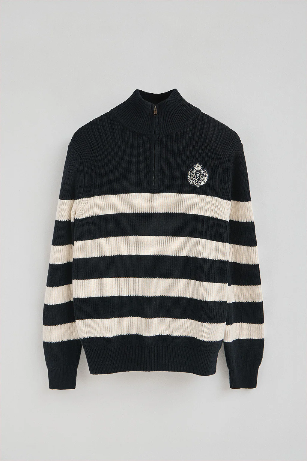 Jersey de rayas azul marino y color crudo con parche náutico Polo Club - Image 8