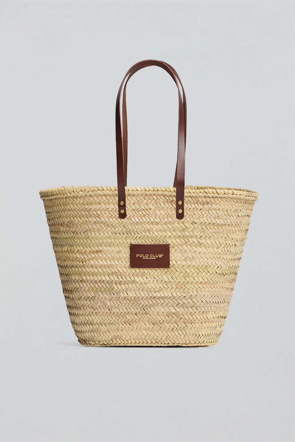Capazo grande color natural con logo Polo Club