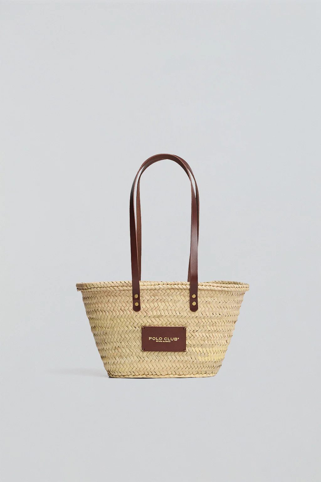 Capazo pequeño color natural con logo Polo Club