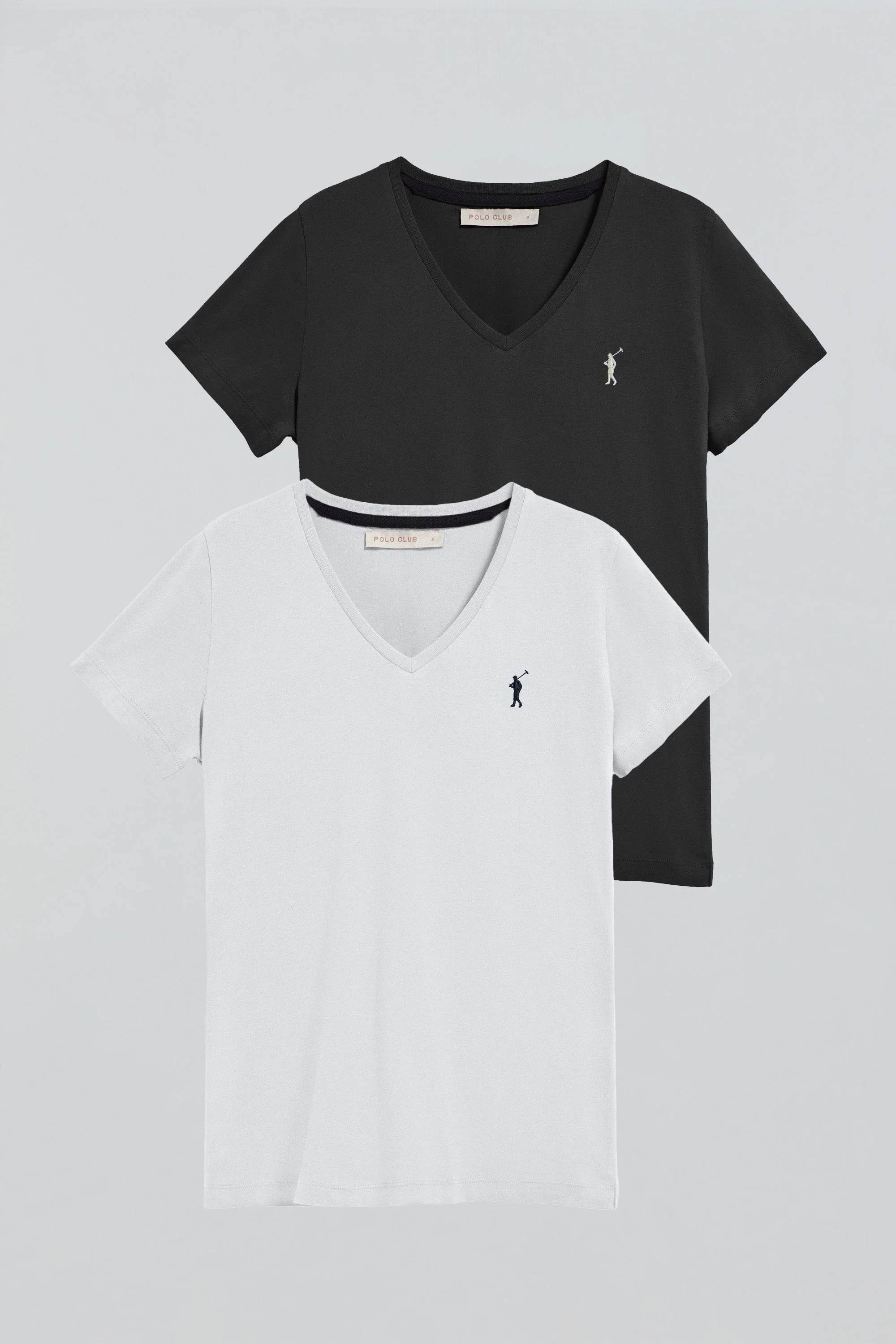 Pack de dos camisetas de cuello de pico negra y blanca con logo Rigby Go - Image 8