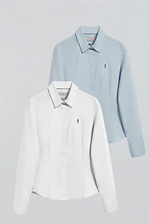 Pack de dos camisas azul celeste y blanco con logo Rigby Go - Image 13