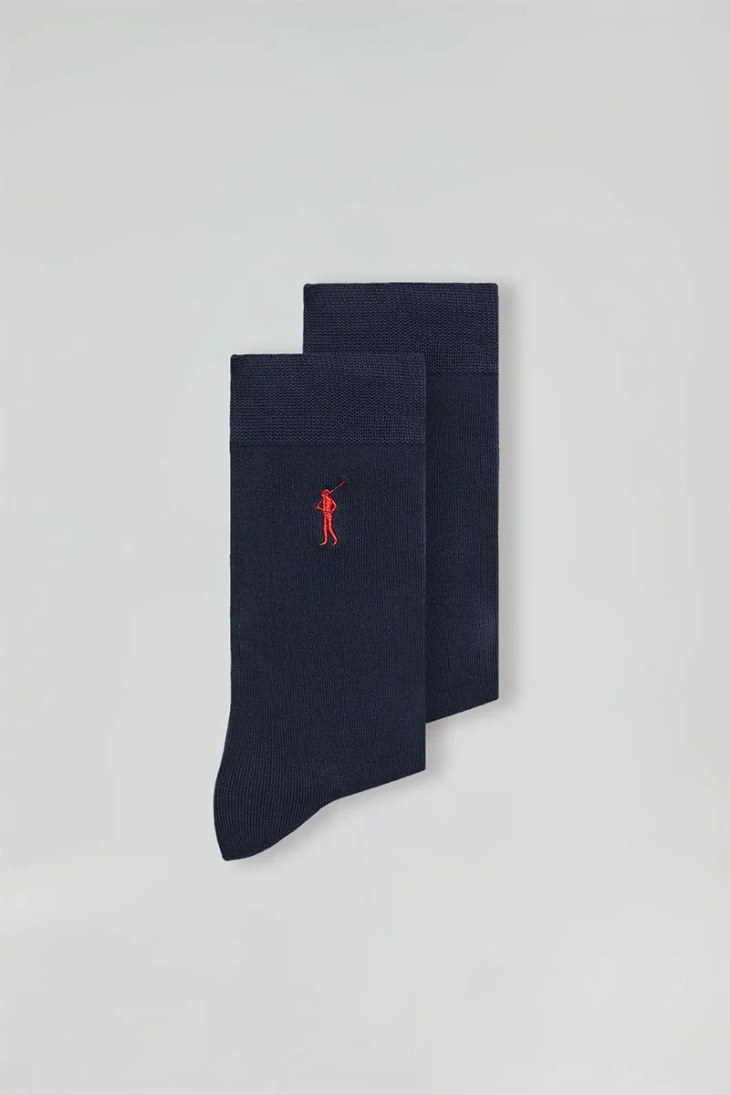 Pack hombre de dos pares de calcetines azul marino con logo Rigby Go