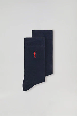 Pack de dos pares de calcetines azul marino con logo Rigby Go - Image 7