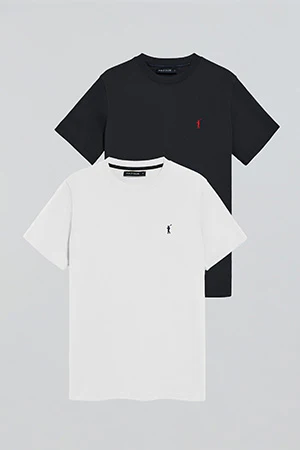 Pack de dos camisetas azul marino y blanca con cuello redondo y logo bordado Rigby Go - Image 12