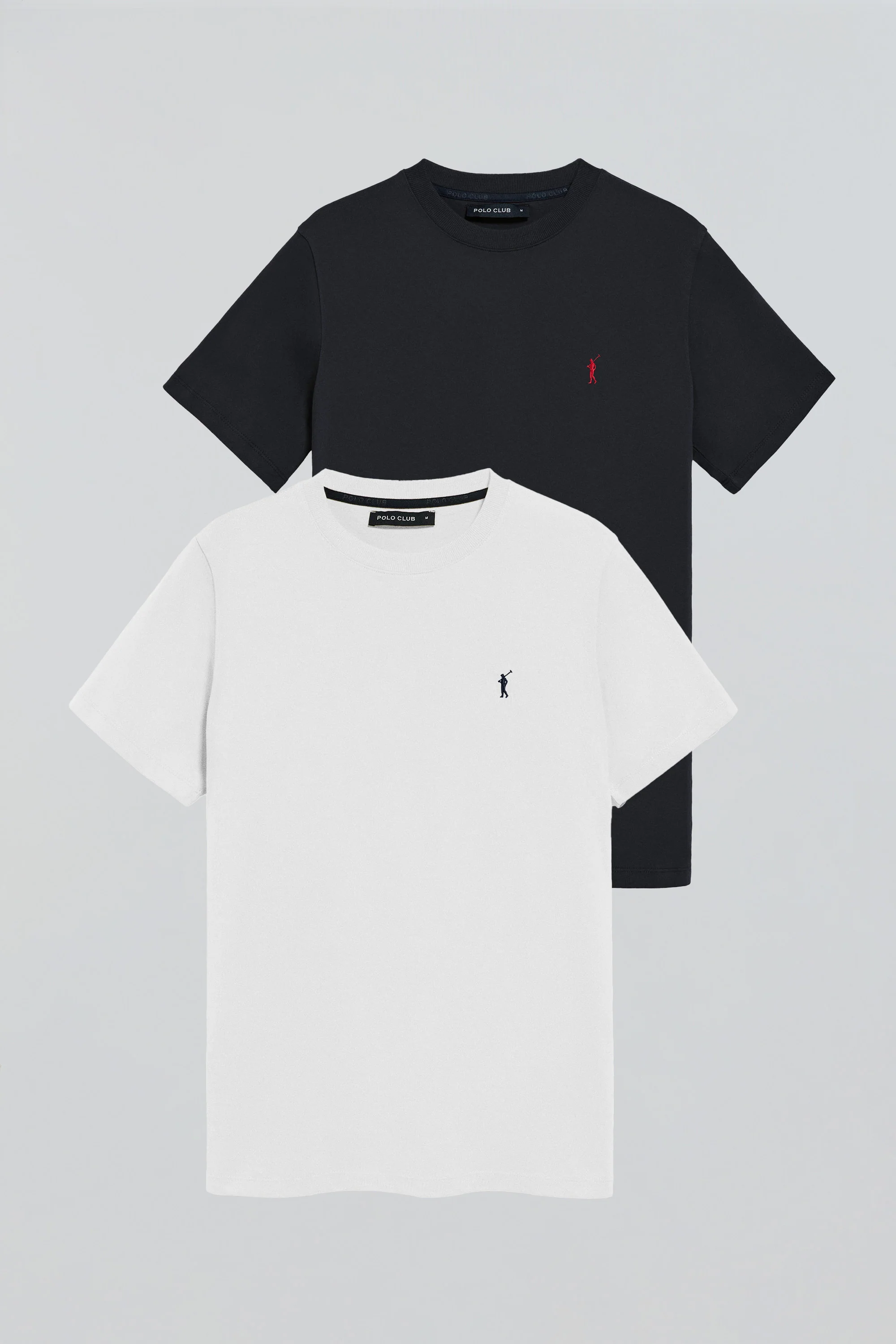 Pack de dos camisetas azul marino y blanca con cuello redondo y logo bordado Rigby Go - Image 13