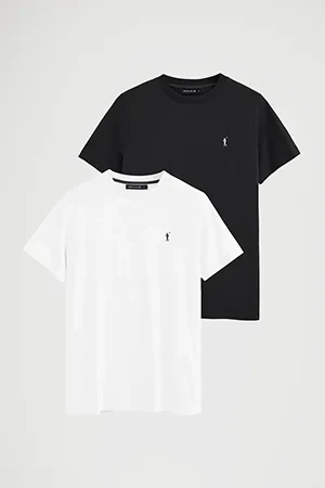 Pack hombre de dos camisetas negra y blanca de manga corta y bordado Rigby Go - Image 8