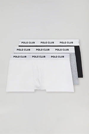 Pack de tres boxers negro,gris y blanco con logotipo Polo Club - Image 7