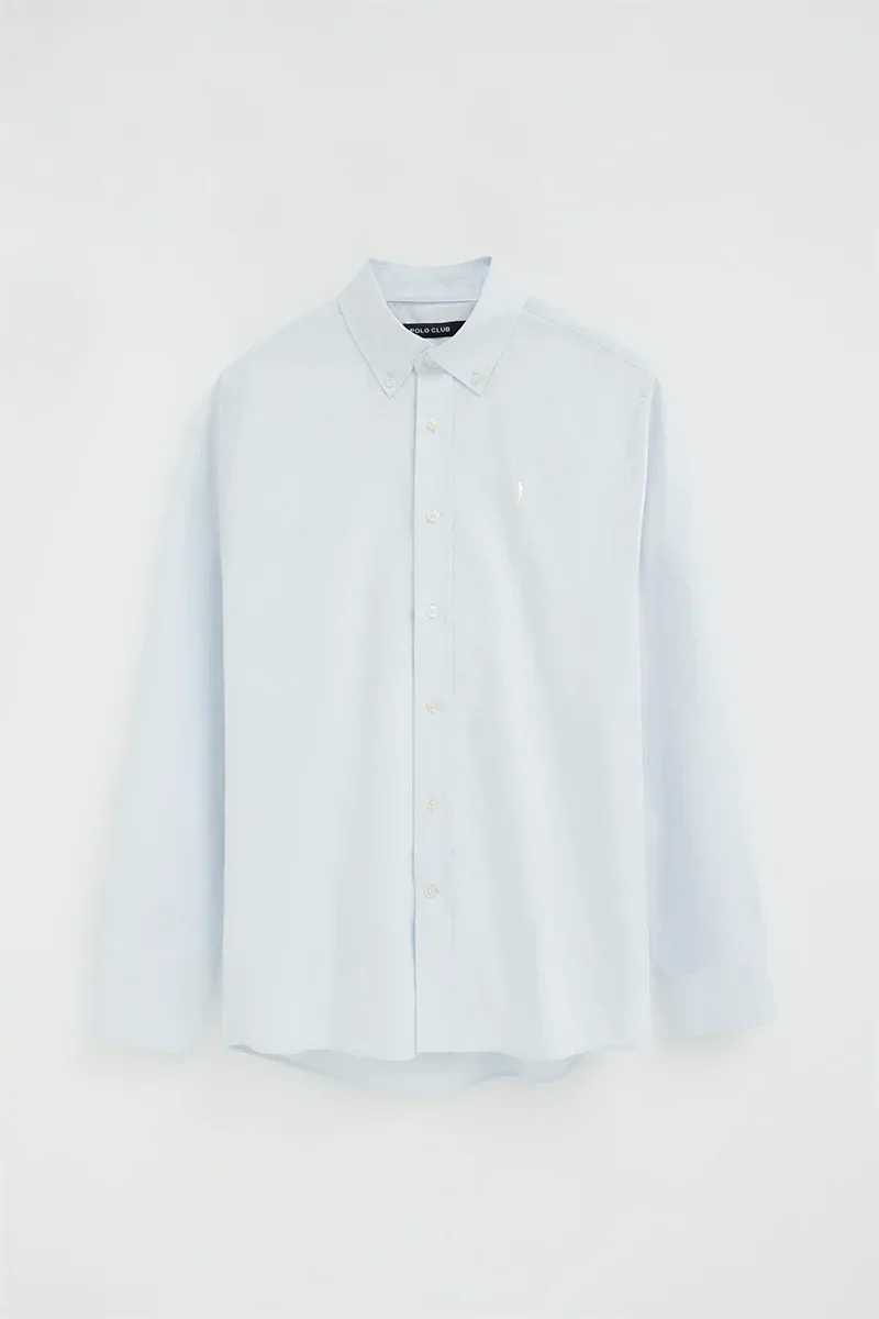 Pack hombre de tres camisas oxford azul marino, blanco y azul claro de corte regular y logo Rigby Go - Image 5