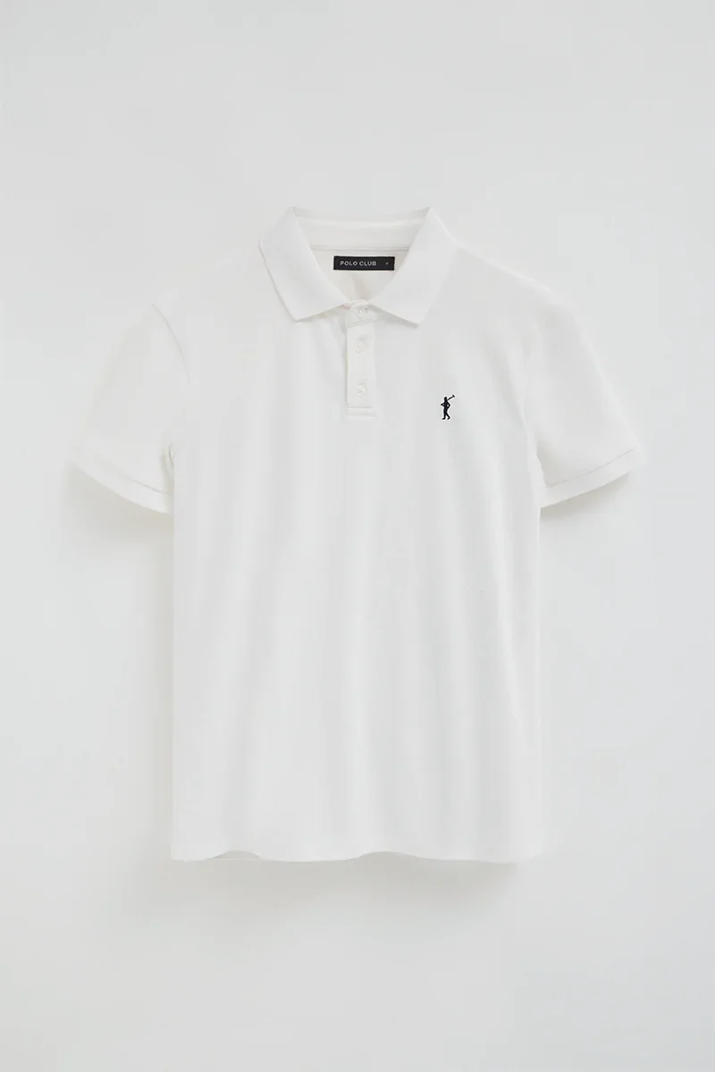 Pack hombre de tres polos negro, blanco y azul índigo de corte slim con bordado Rigby Go - Image 5