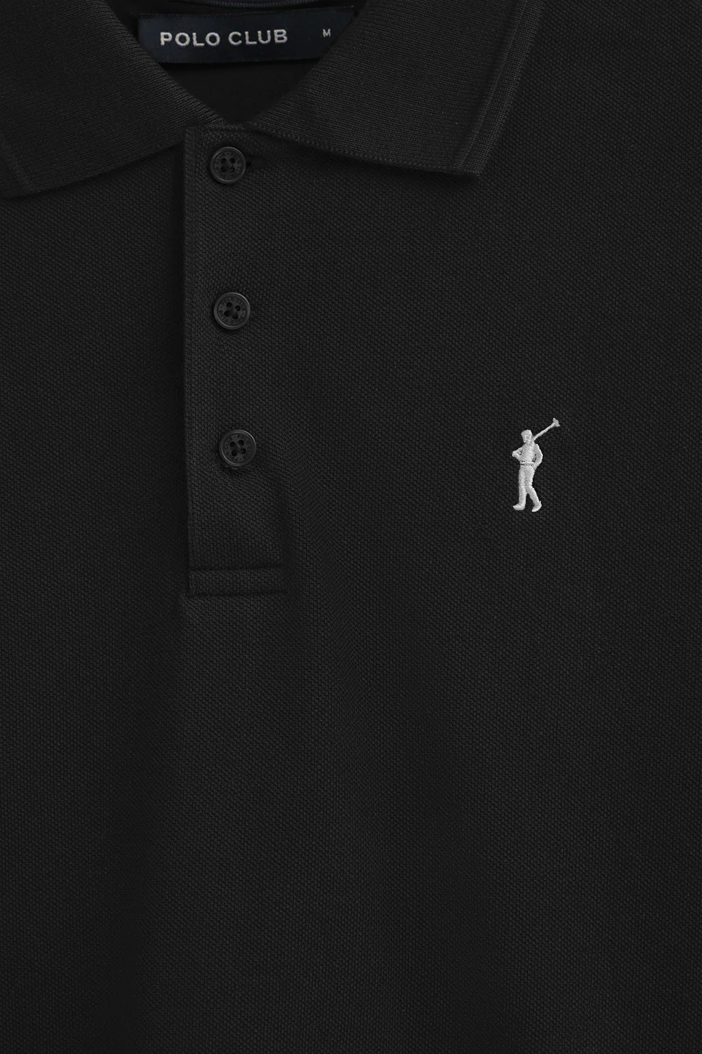 Pack hombre de tres polos azul marino, blanco y negro de piqué con bordado Rigby Go - Image 9