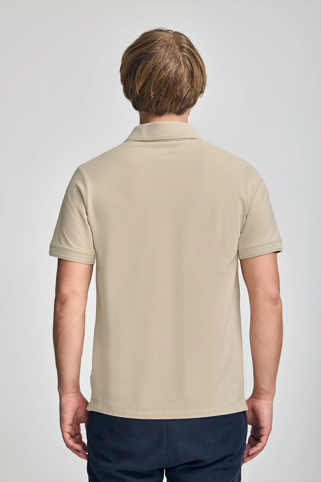 Pack de tres polos de tres botones granate, azul denim y beige con logo Rigby Go - Image 2