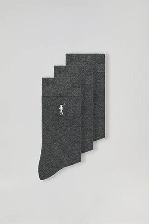 Pack de tres pares de calcetines gris oscuro con logo Rigby Go - Image 7