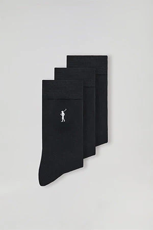 Pack de tres pares de calcetines negros con logo Rigby Go - Image 7