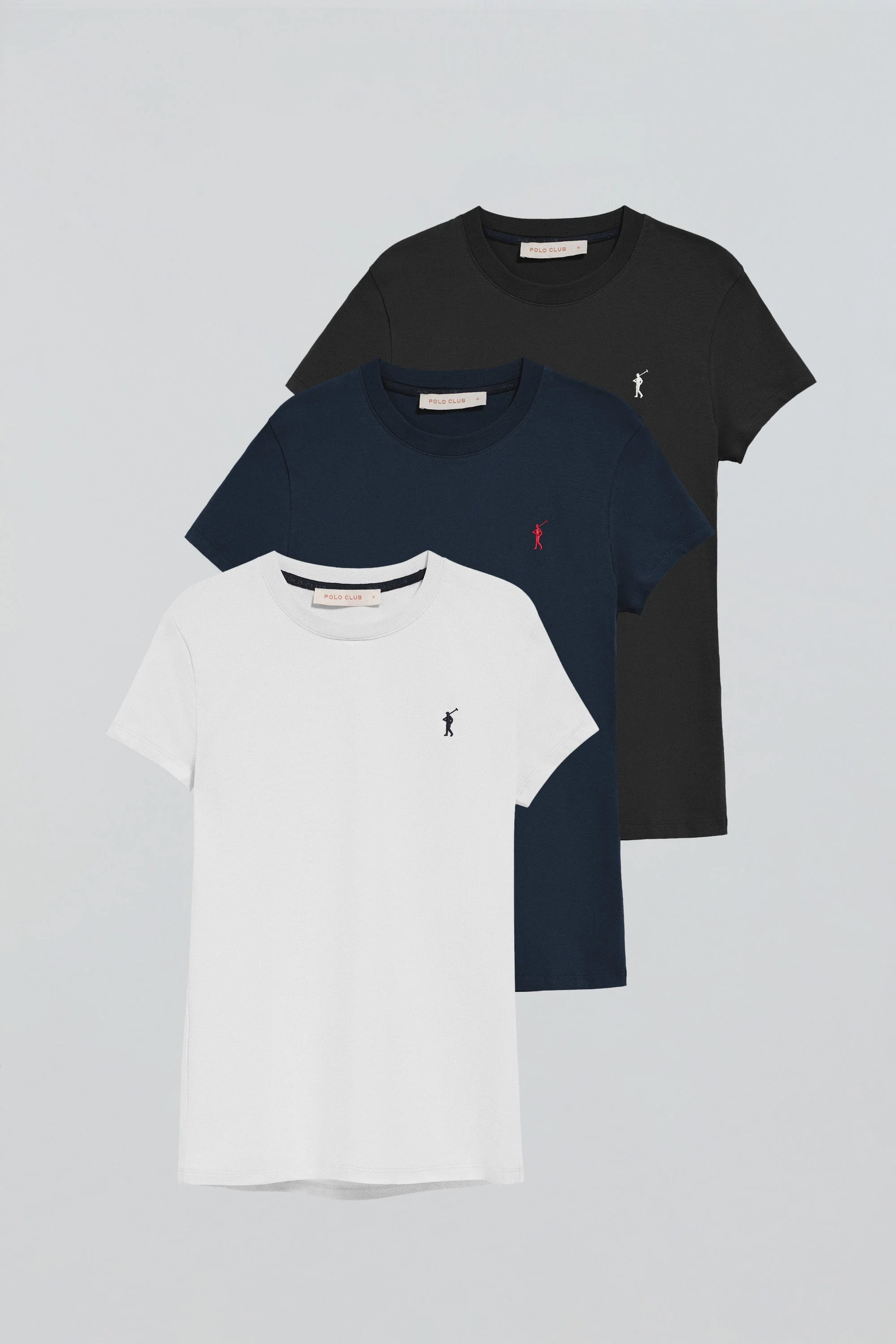 Pack de tres camisetas marino, blanca y negra de manga corta con logo bordado Rigby Go - Image 11