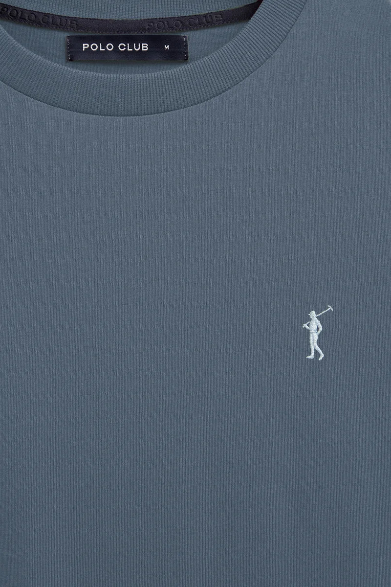 Pack hombre de tres camisetas negra, azul denim y blanca de manga corta y bordado Rigby Go - Image 3