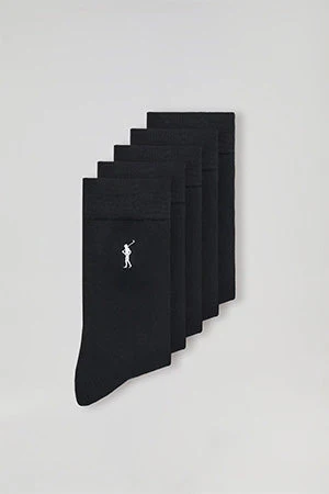 Pack de cinco pares de calcetines negros con logo Rigby Go - Image 7