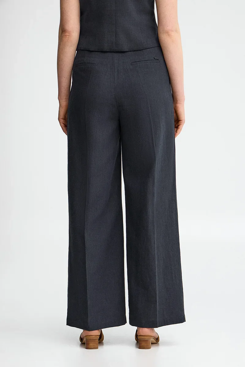 Pantalón Alice de lino azul marino de corte relajado con logo Polo Club - Image 5