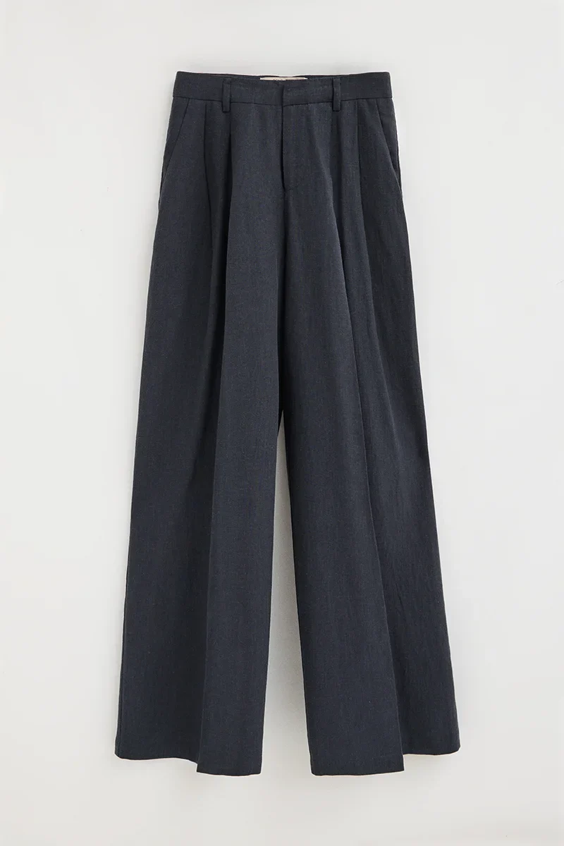Pantalón Alice de lino azul marino de corte relajado con logo Polo Club - Image 6