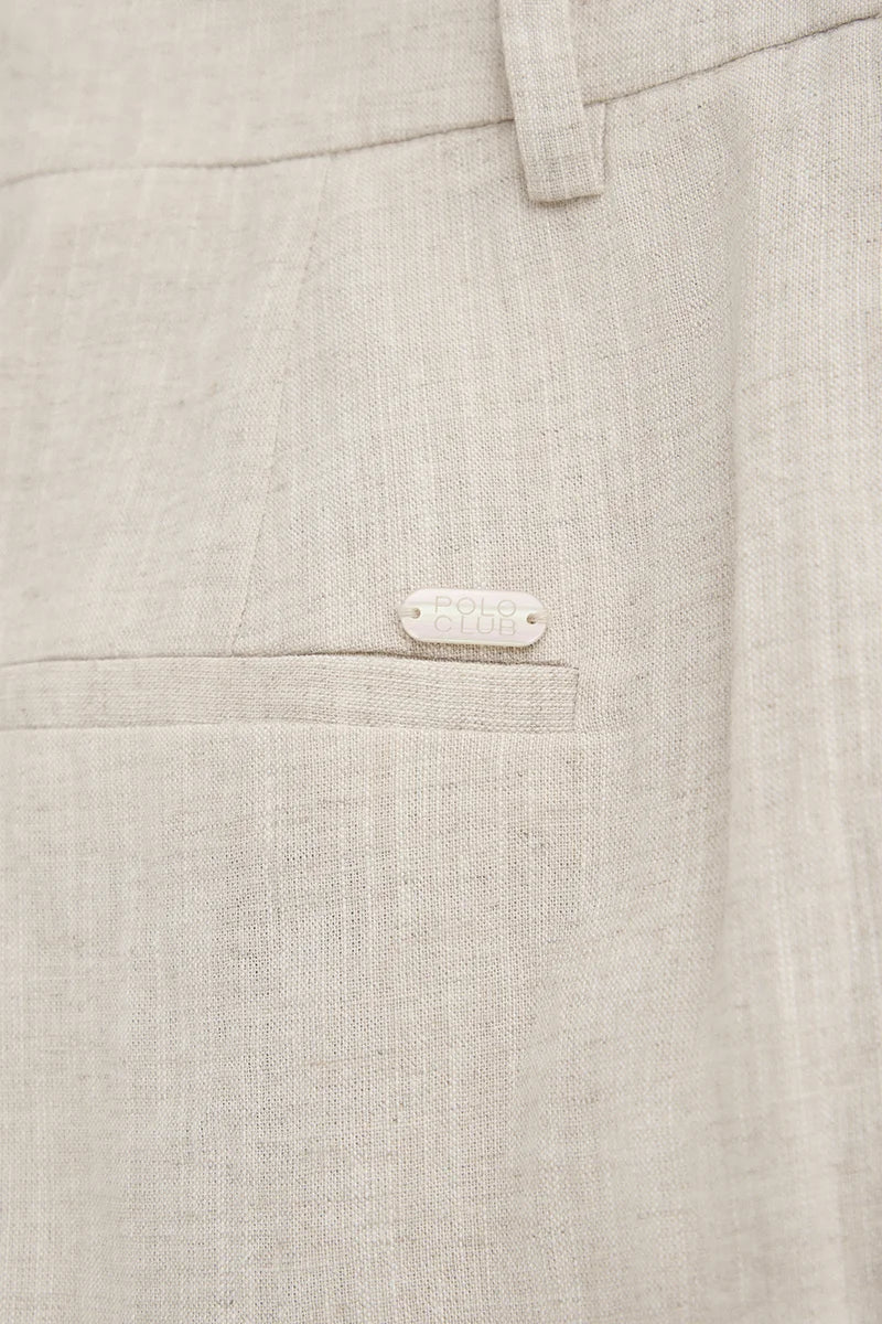 Pantalón Alice de lino color crudo de corte relajado con logo Polo Club - Image 7
