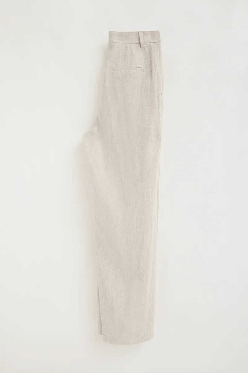 Pantalón Alice de lino color crudo de corte relajado con logo Polo Club - Image 8