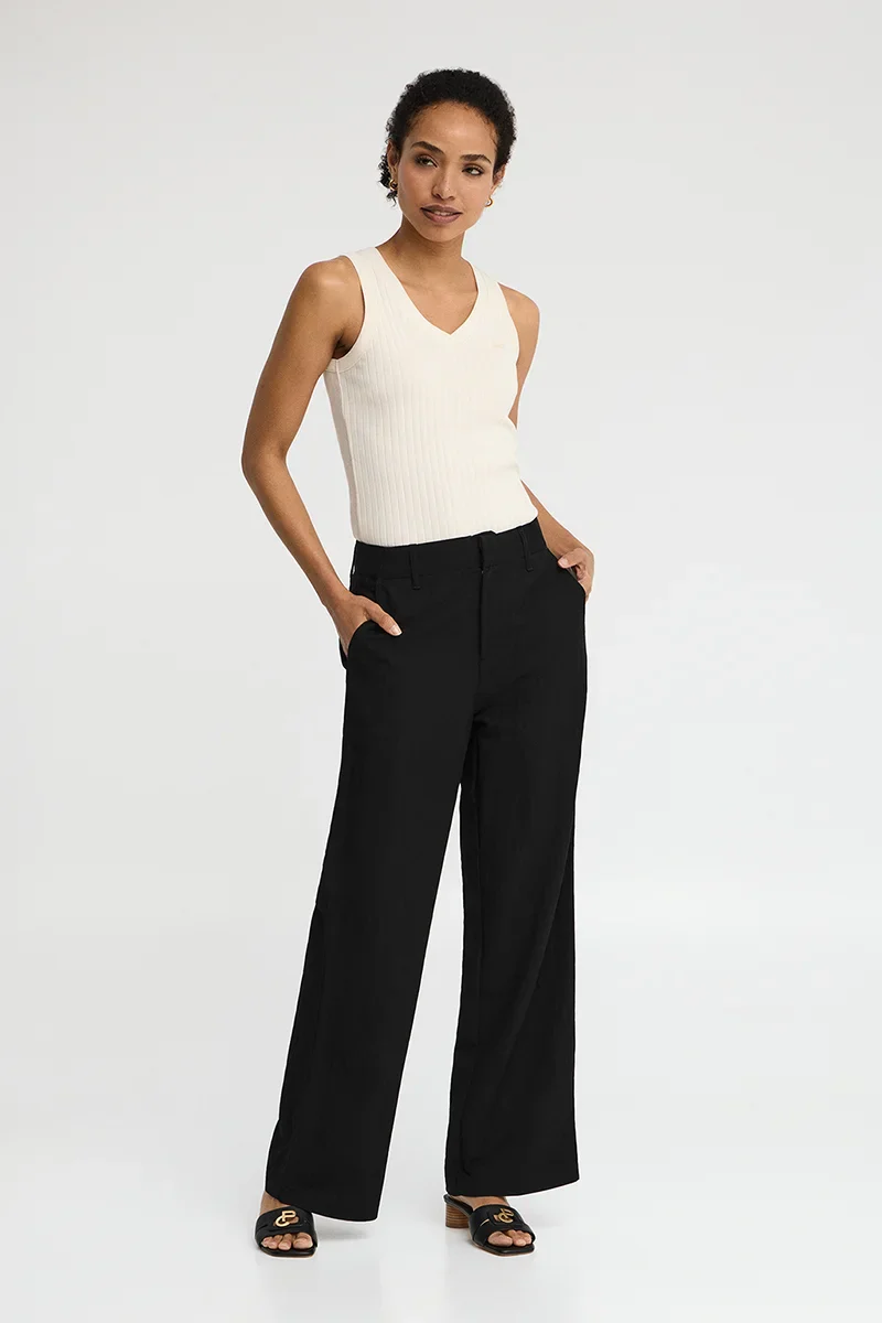 Pantalón negro de corte recto con logo Polo Club