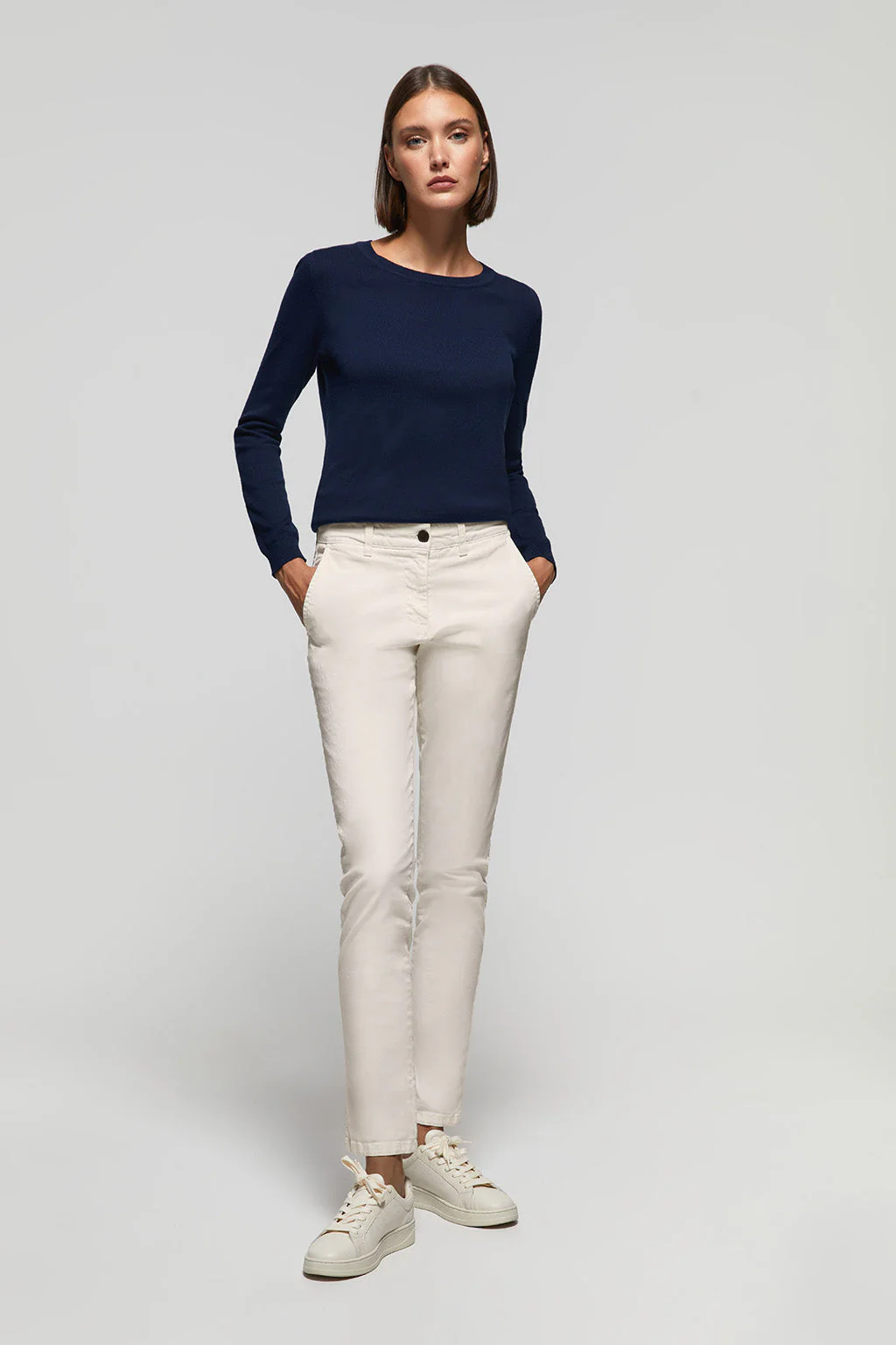 Pantalón chino Slim fit ecru con detalle Polo Club