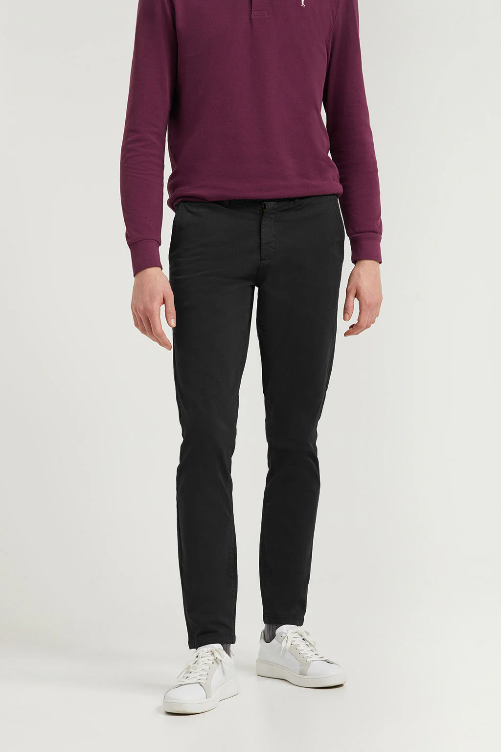 Pantalón chino gris oscuro de algodón elástico con detalles Polo Club - Image 4