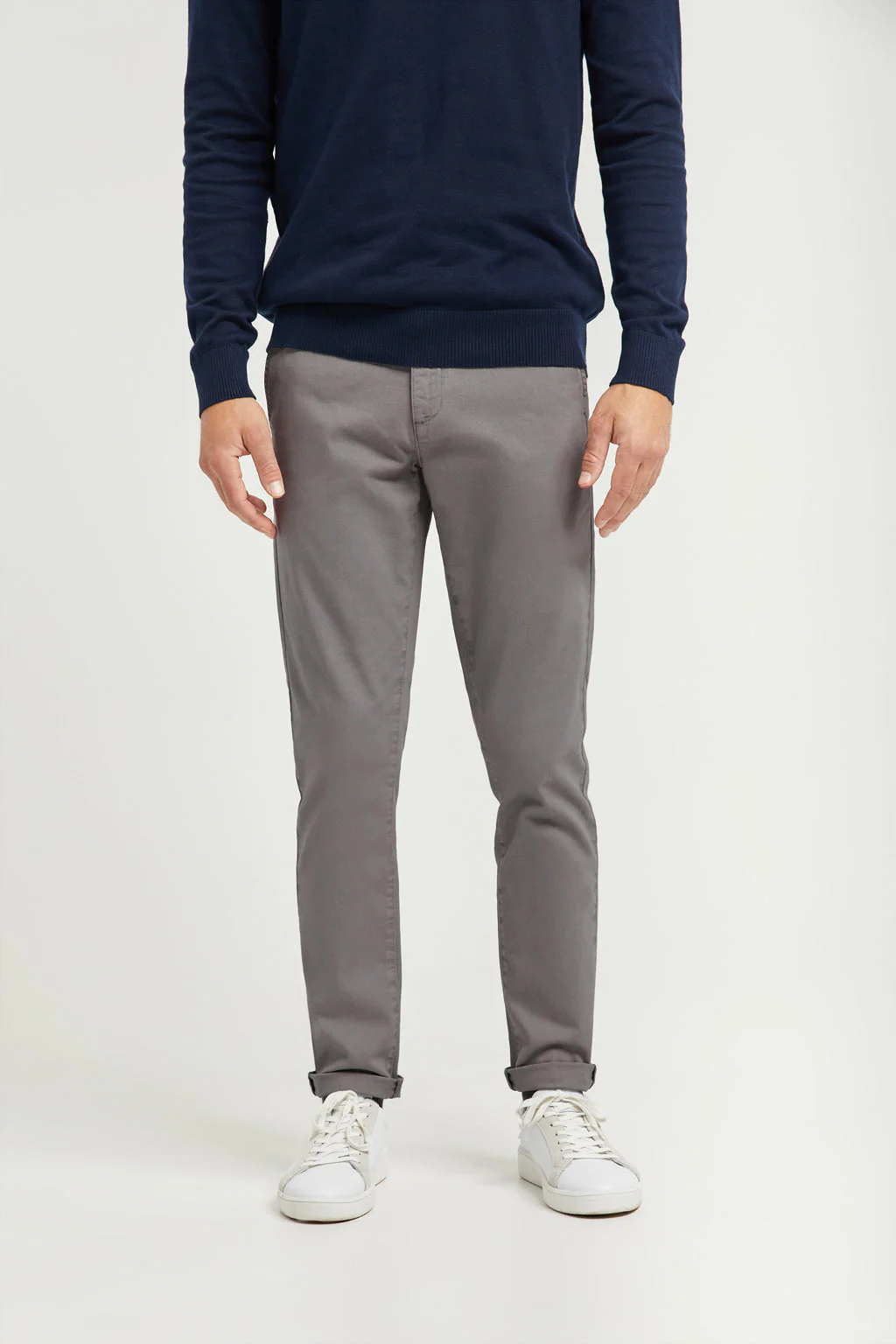 Pantalón chino gris de algodón elástico con detalles Polo Club - Image 3
