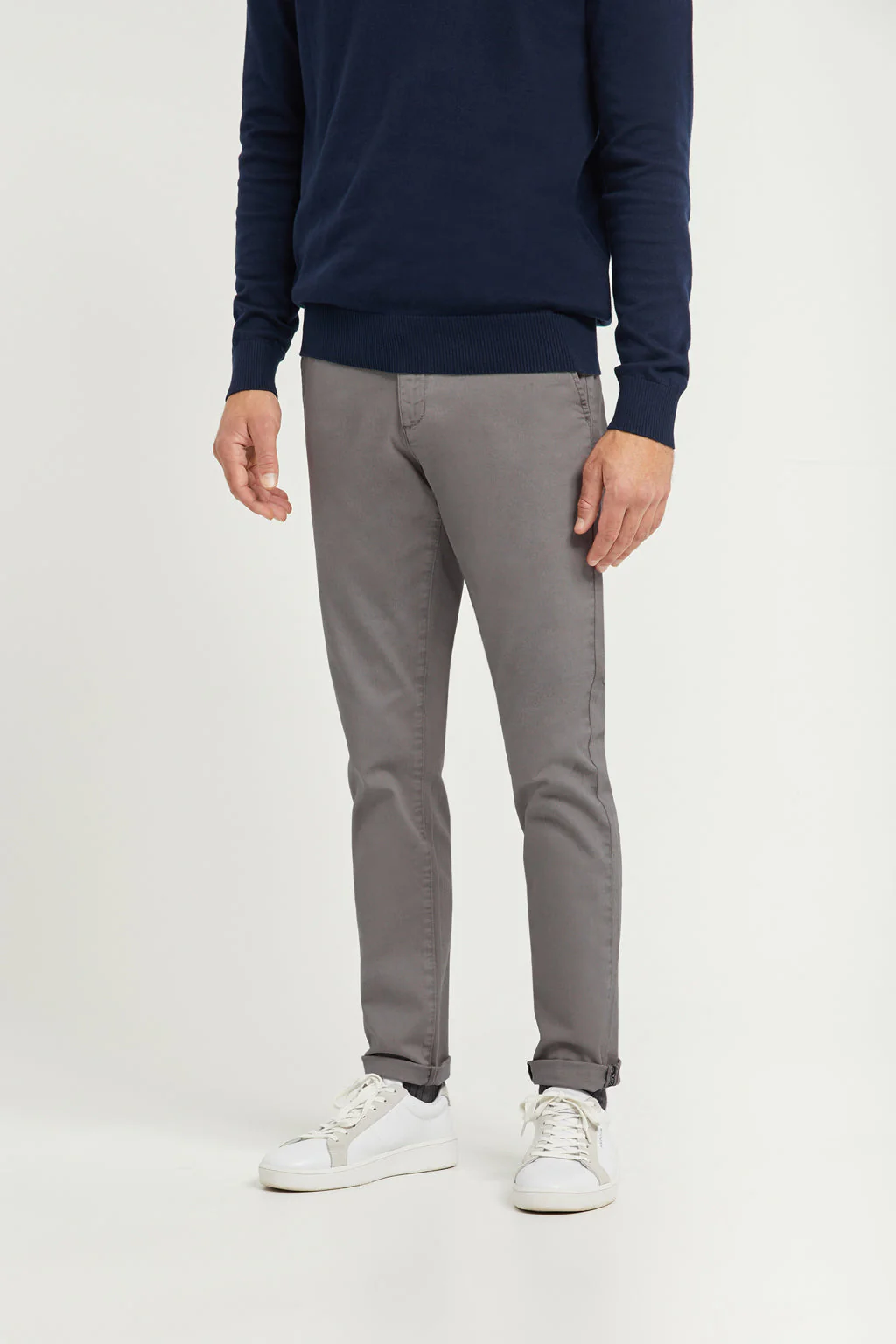 Pantalón chino gris de algodón elástico con detalles Polo Club - Image 4