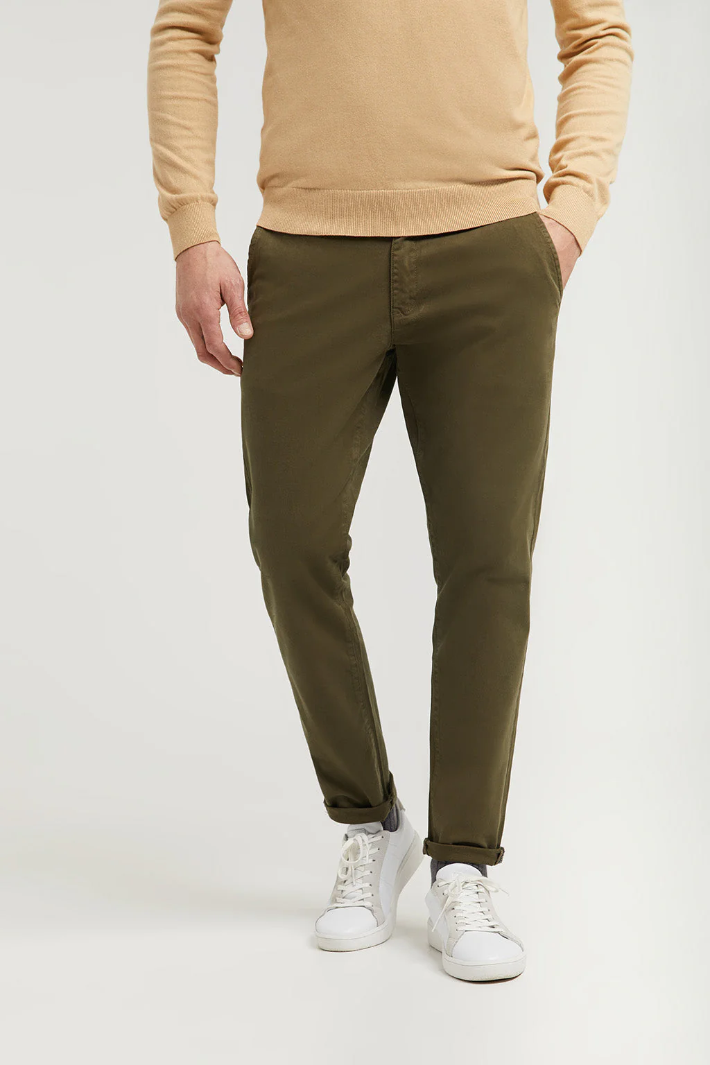 Pantalón chino verde oscuro de algodón elástico con detalles Polo Club - Image 4
