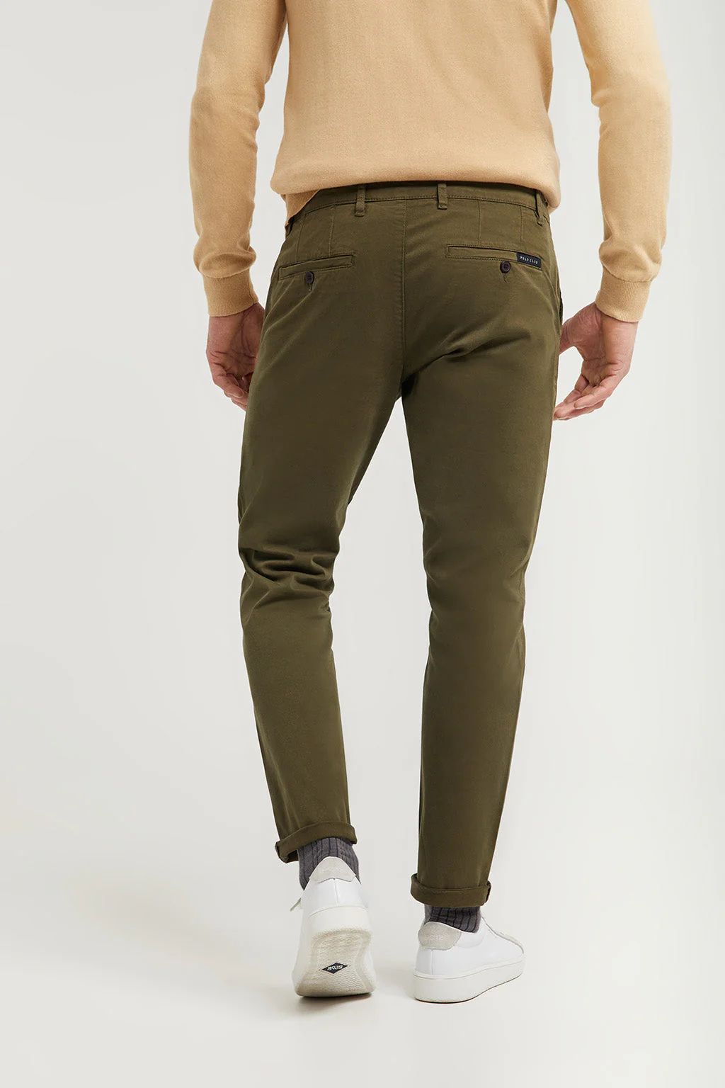 Pantalón chino verde oscuro de algodón elástico con detalles Polo Club - Image 5