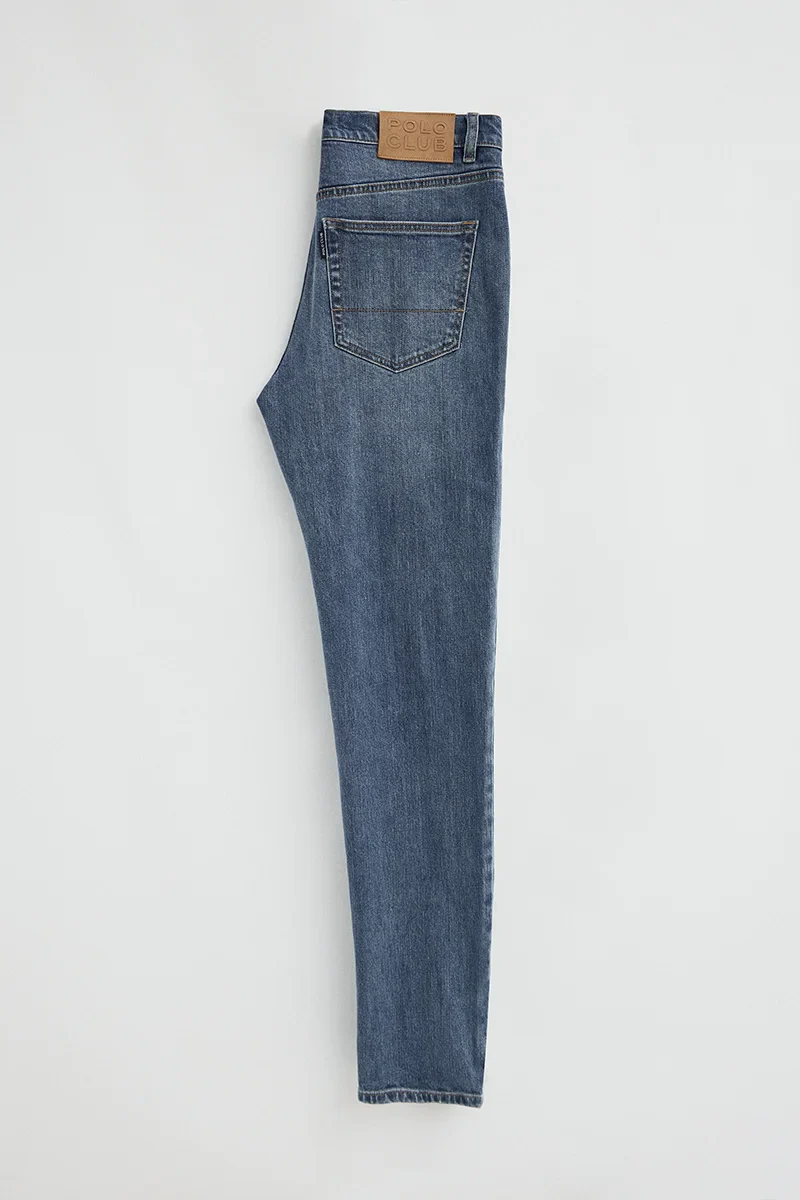 Vaquero azul medio de corte slim con logo Polo Club - Image 10