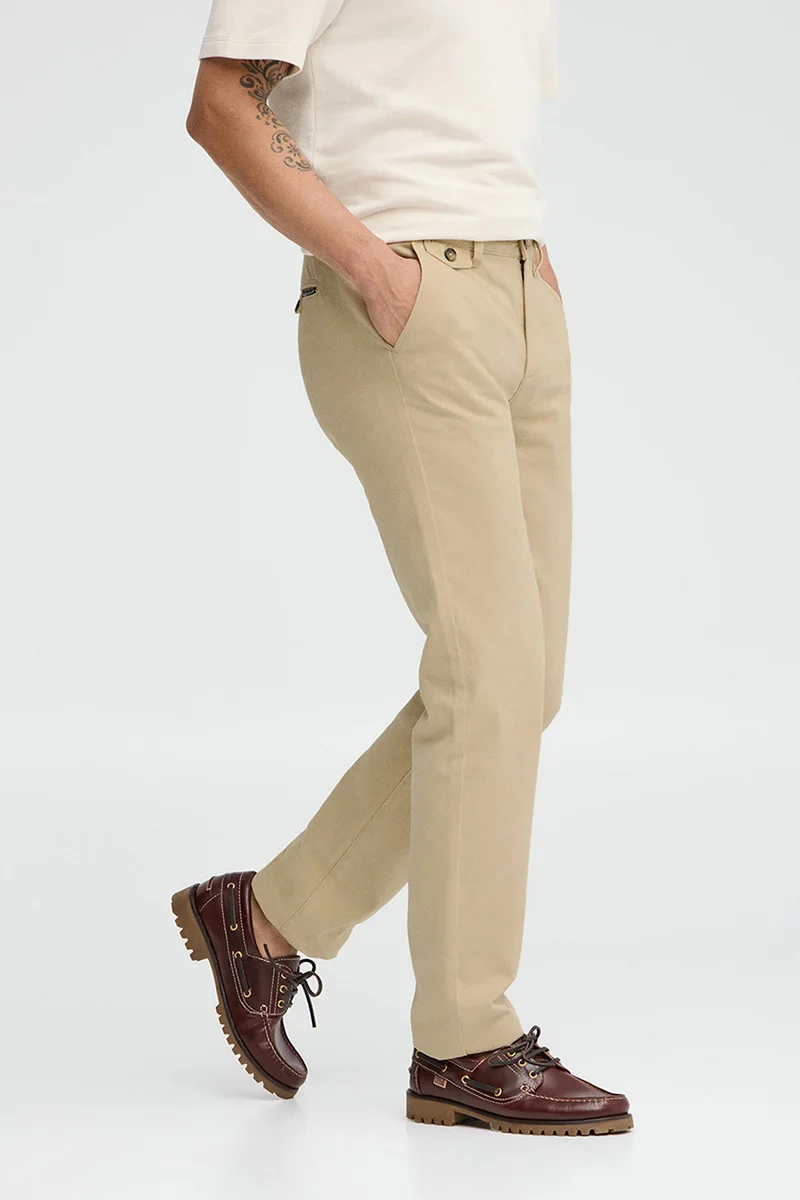 Pantalón chino beige de corte regular con logo Polo Club - Image 3