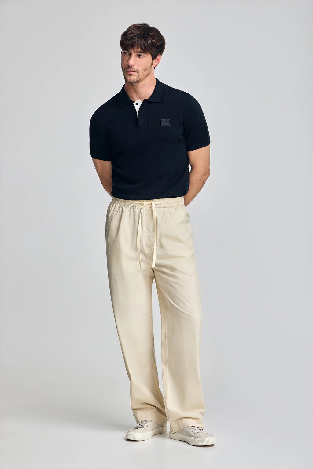 Pantalón Sunset de cintura elástica en beige