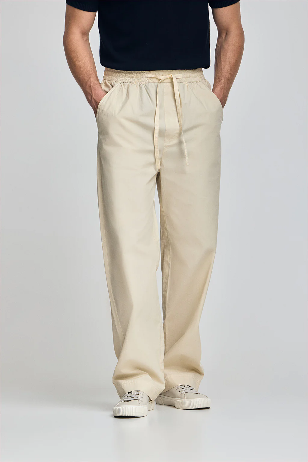 Pantalón Sunset de cintura elástica en beige - Image 2