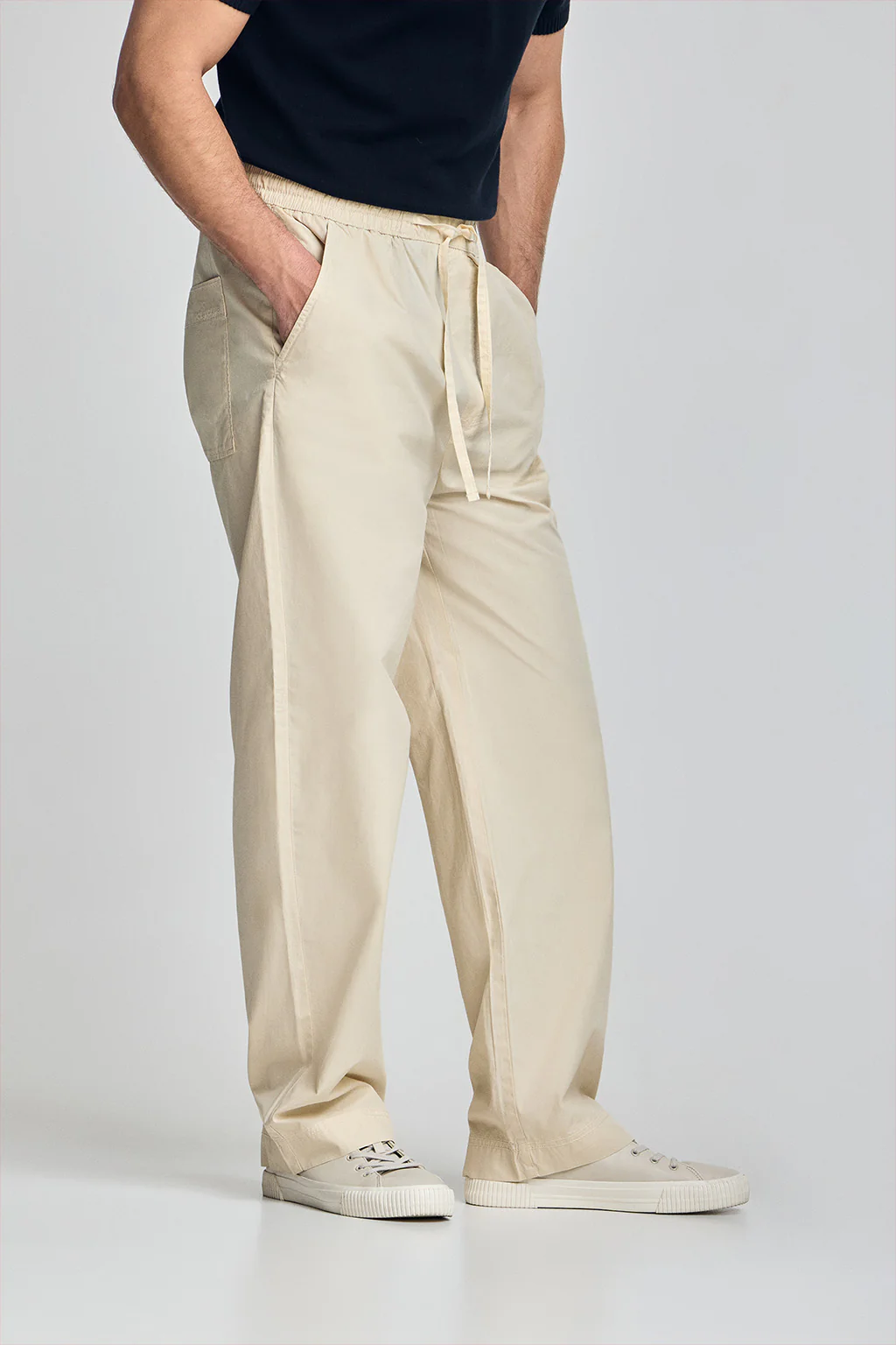 Pantalón Sunset de cintura elástica en beige - Image 3
